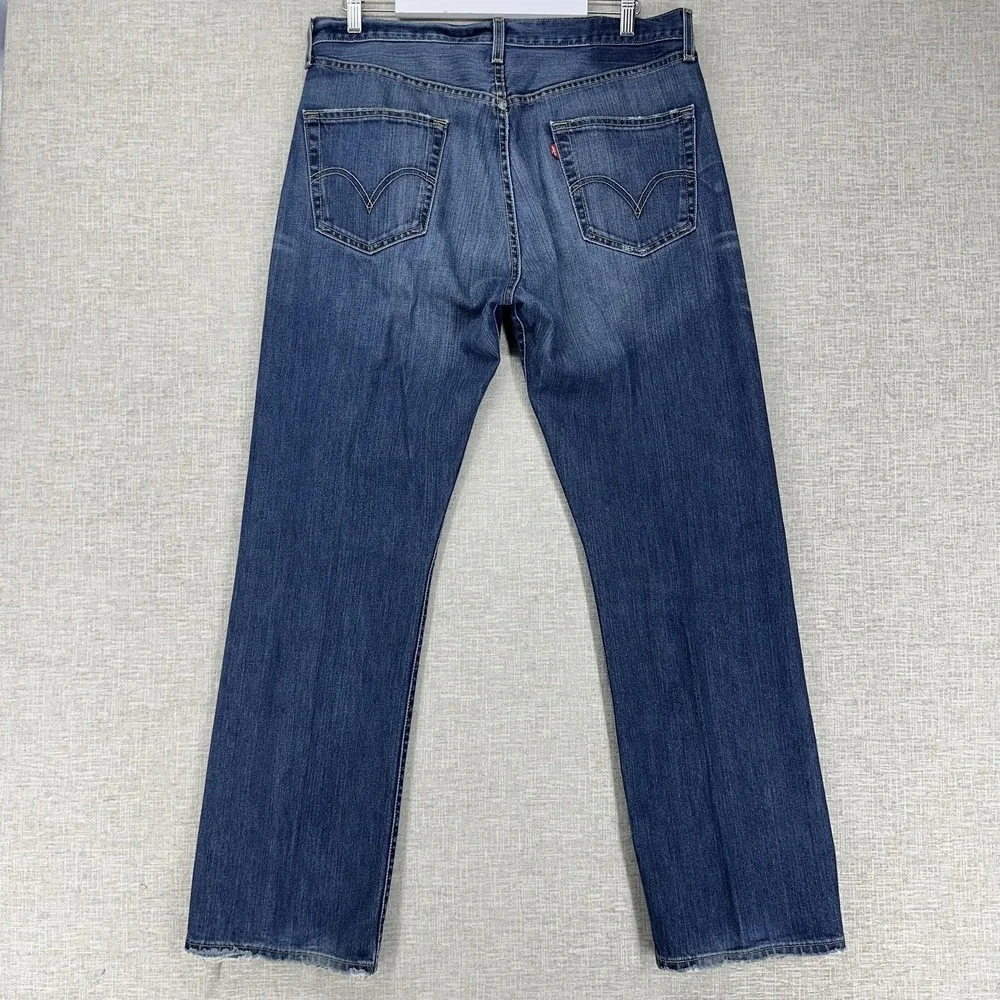 Levis Jeans‎ Mens 36x32 Blue Distressed Medium Wash Regular Straight 5 Pocket